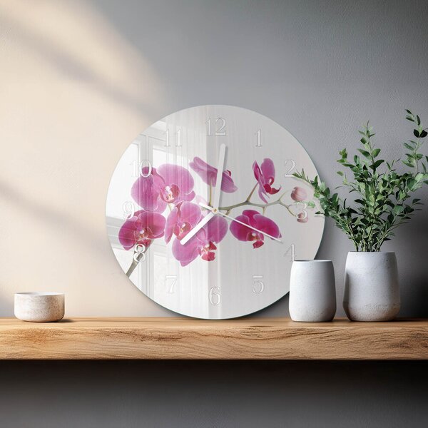 Skleněné hodiny na stěnu Orchidej zsob-fi30-00081722