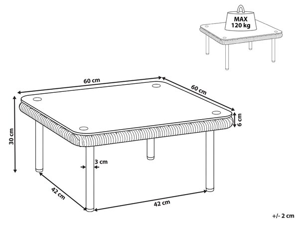 Konferenční stolek BAUCINA 60 cm 60 cm Světle hnědá