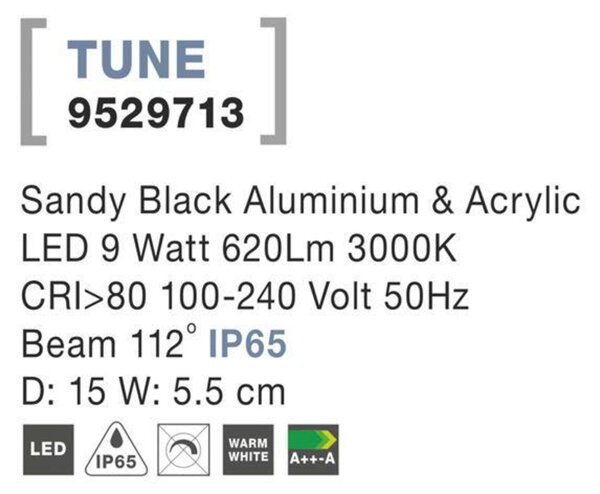 Nova Luce Elegantní kruhové nástěnné svítidlo TUNE - 9 W, 620 lm, 3000 K, bílo-černá NV 9529713