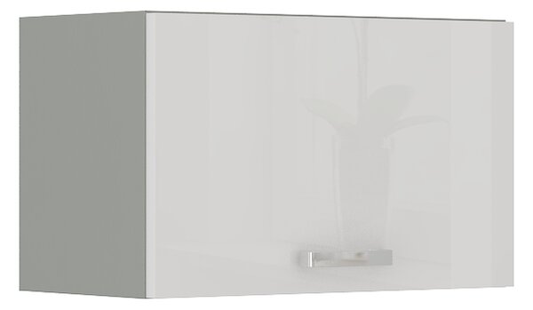 50 cm skříňka horní jednodveřová (otevírání nahoru) Barevné provedení: Bianca - Šedá / Bílý lesk