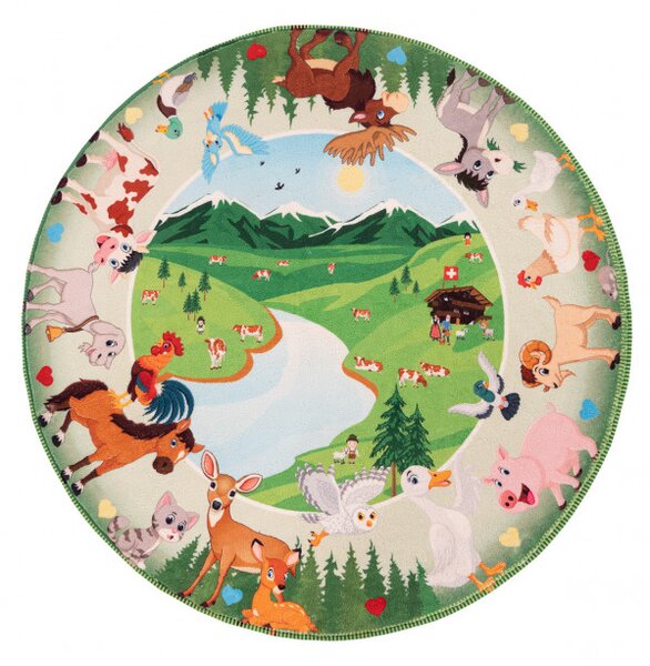 Hans Home | Dětský kusový koberec Juno 476 Mountains kruh - 80x80 (průměr) kruh