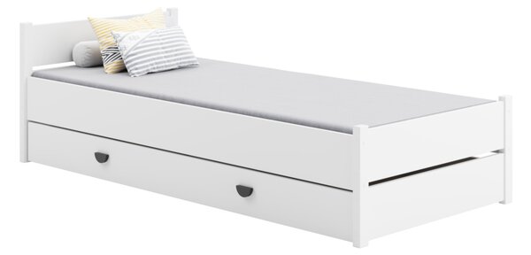Dětská postel MARCELO + úložný prostor + matrace, 90x200, bílá