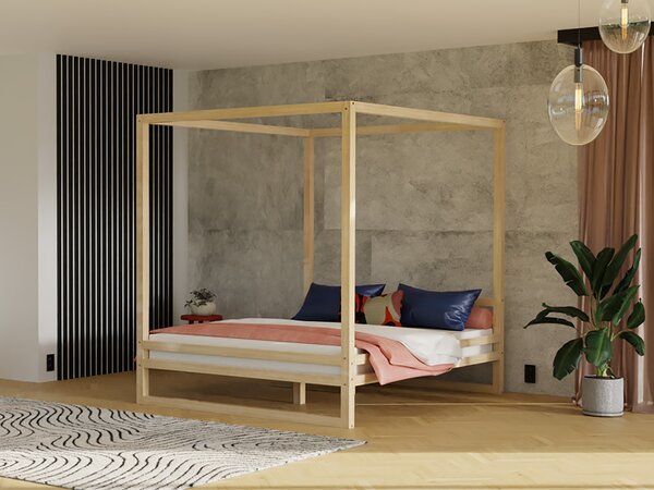 Dvoulůžková postel BALDEE - Nelakovaná, 180 x 200 cm