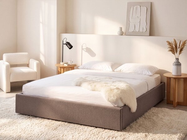 Postel s úložným prostorem bez čela DINAN Buklé Taupe 180 x 200 cm