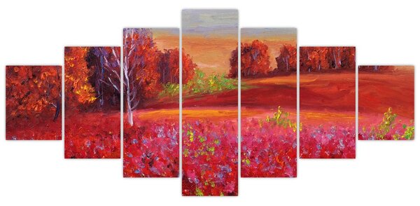 Obraz červené krajiny (210x100 cm)
