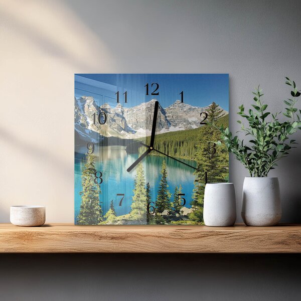 Skleněné hodiny na stěnu Horská příroda zskc-30x30-00177543