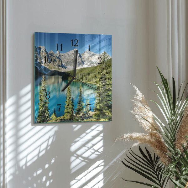 Skleněné hodiny na stěnu Horská příroda zskc-30x30-00177543