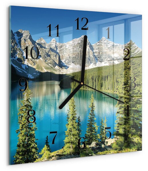 Skleněné hodiny na stěnu Horská příroda zskc-30x30-00177543