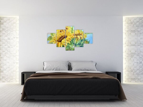 Obraz rozkvetlých slunečnic (125x70 cm)