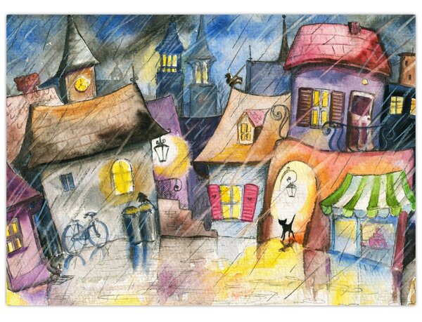 Obraz - Deštivý večer (70x50 cm)