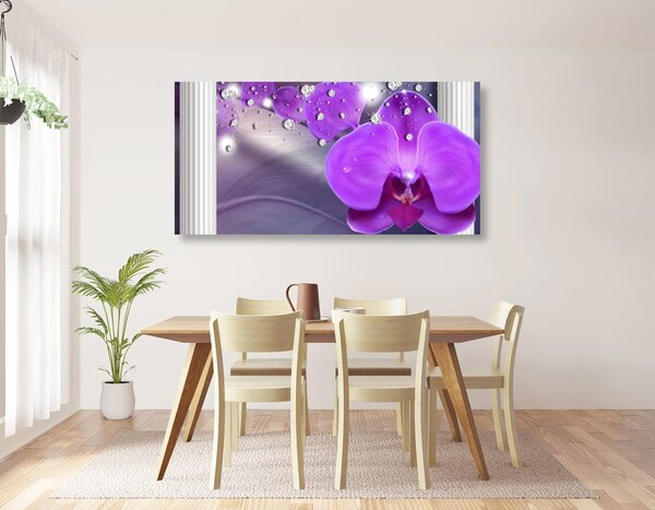 Obraz orchidej při řeckých sloupech