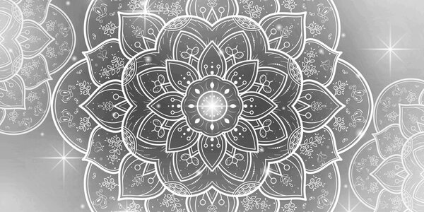 Obraz orientální Mandala v černobílém provedení
