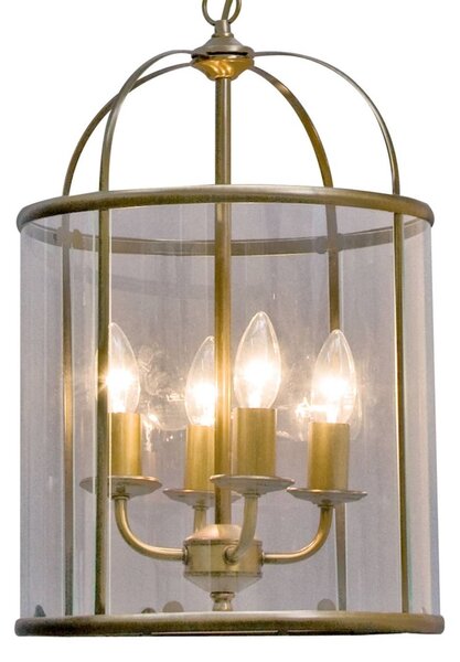 Steinhauer Závěsné světlo Pimpernel, Ø 32 cm, bronz, čiré sklo, stmívatelný, Bronz / starožitná mosaz, Chodba, kov, Starožitný