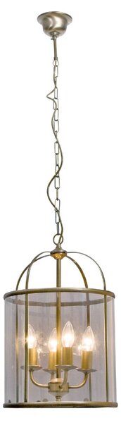 Steinhauer Závěsné světlo Pimpernel, Ø 32 cm, bronz, čiré sklo, stmívatelný, Bronz / starožitná mosaz, Chodba, kov, Starožitný
