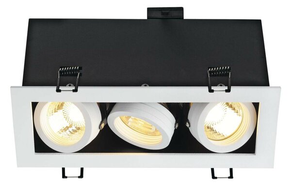 BIG WHITE SLV KADUX 3, vestavné svítidlo, tři žárovky, QPAR51, obdélníkové, bílé matné, max. 150 W, vč. upínacích pružin 115531
