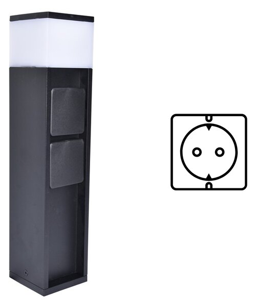 Lutec 7202201012 Mains Smart LED Zahradní zásuvkový sloupek | Teplá bílá | 11W | Černá | zásuvka schuko