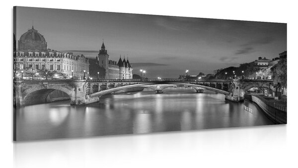 Obraz oslňujúcí panorama Paříže v černobílém provedení