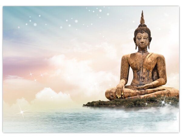 Obraz - Buddha dohlížející na zemi (70x50 cm)
