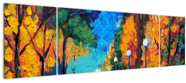 Obraz - Milenci, Pointilismus (170x50 cm)