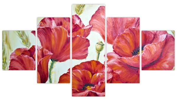Obraz - Květy vlčích máků (125x70 cm)