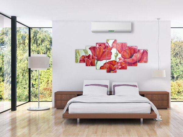 Obraz - Květy vlčích máků (210x100 cm)