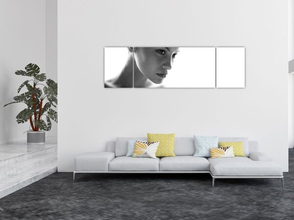 Obraz - Černobílý portrét ženy (170x50 cm)