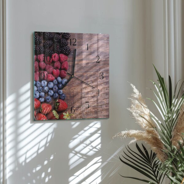 Skleněné hodiny na stěnu Lesní plody zskc-30x30-00181628