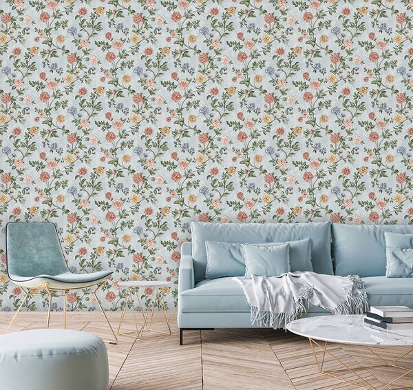 Modrá vliesová tapeta na zeď květiny, Z66807, Satin Flowers, Zambaiti Parati