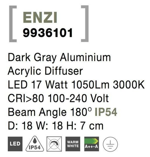 Nova Luce Venkovní nástěnné světlo Enzi NV 9936101