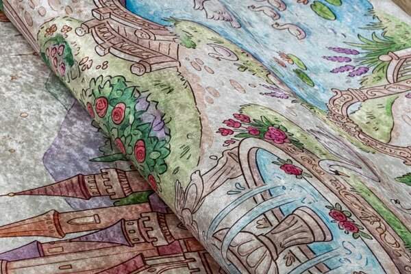 Dětský koberec protiskluzový BAMBINO 61520 krémový / růžový
