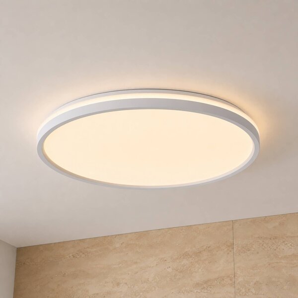 Lindby LED stropní svítidlo Edmund, bílé, Ø 39 cm, IP44, Bílá / opál, Koupelna, Plast, Moderní