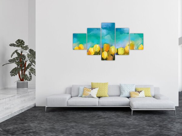 Obraz žlutých tulipánů (125x70 cm)