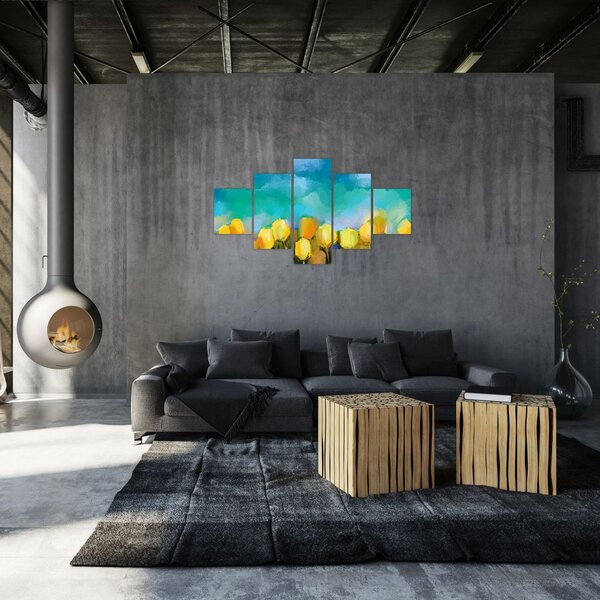 Obraz žlutých tulipánů (125x70 cm)