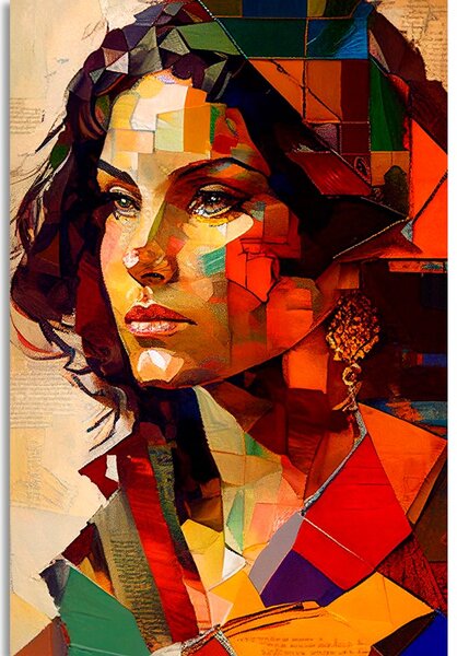 Obraz profil ženy v patchwork designu