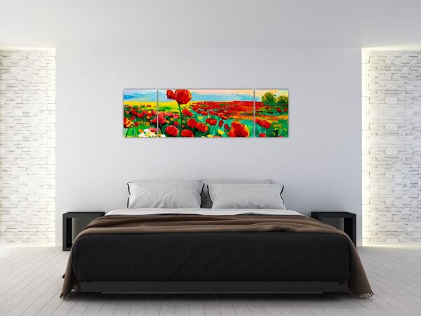Obraz pole s vlčími máky (170x50 cm)