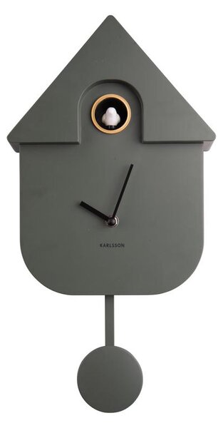 Nástěnné hodiny s kyvadlem Modern Cuckoo šedozelená 41 cm Karlsson (barva-šedozelená)