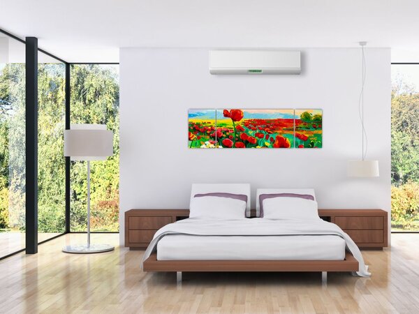 Obraz pole s vlčími máky (170x50 cm)