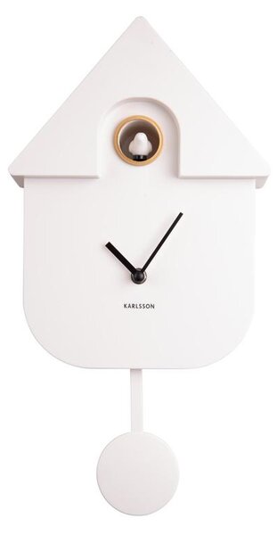 Nástěnné hodiny s kyvadlem Modern Cuckoo bílá 41 cm Karlsson (Barva- bílá)