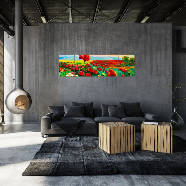 Obraz pole s vlčími máky (170x50 cm)