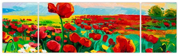 Obraz pole s vlčími máky (170x50 cm)