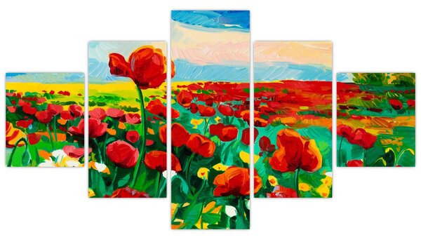 Obraz pole s vlčími máky (125x70 cm)