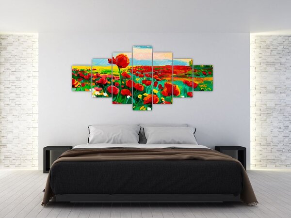 Obraz pole s vlčími máky (210x100 cm)