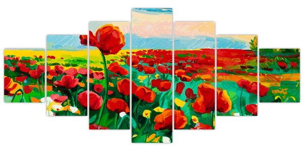 Obraz pole s vlčími máky (210x100 cm)