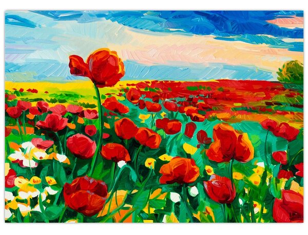 Obraz pole s vlčími máky (70x50 cm)