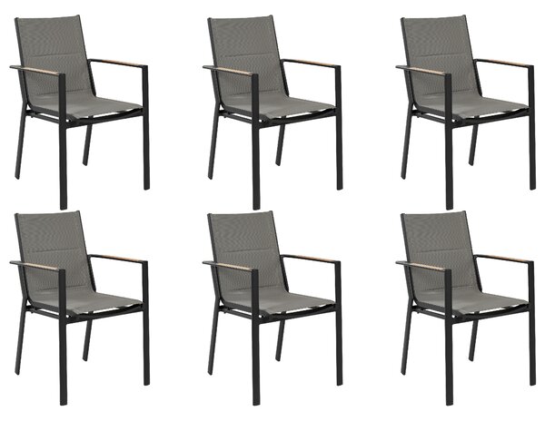 Sada 6 zahradních židlí černé BUSSETO