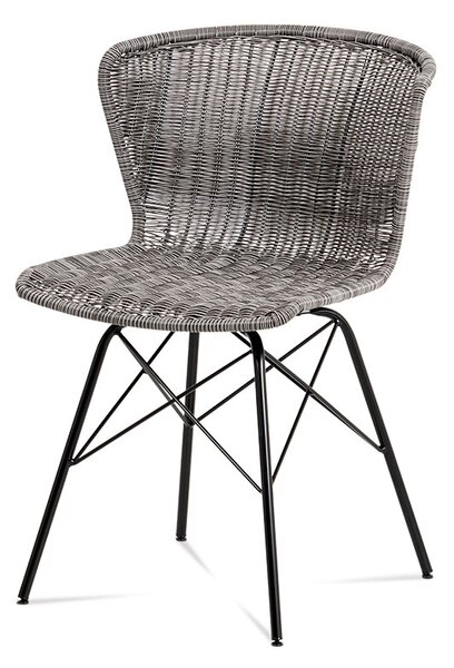 Jídelní židle SF-825 GREY umělý ratan šedý, kov černý