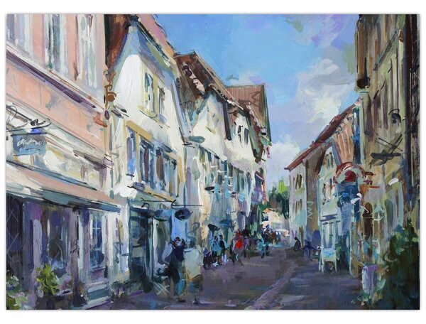 Obraz - Ulička starého města, akrylová malba (70x50 cm)