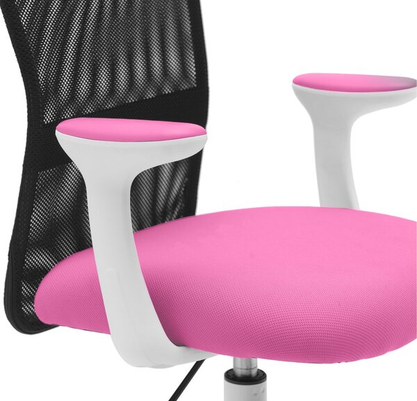 Dětská židle Neoseat MONKEY WHITE s podnoží — látka, bílá / tmavě růžová