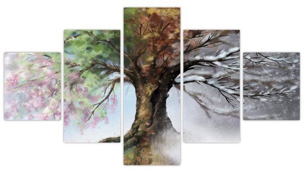 Obraz - Strom čtyř ročních období (125x70 cm)