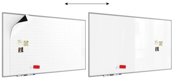 Suchostíratelná tabule 170×100 cm s hliníkovým rámem, magnetickou fólií (mřížka) a sadou příslušenství, TE1710KR